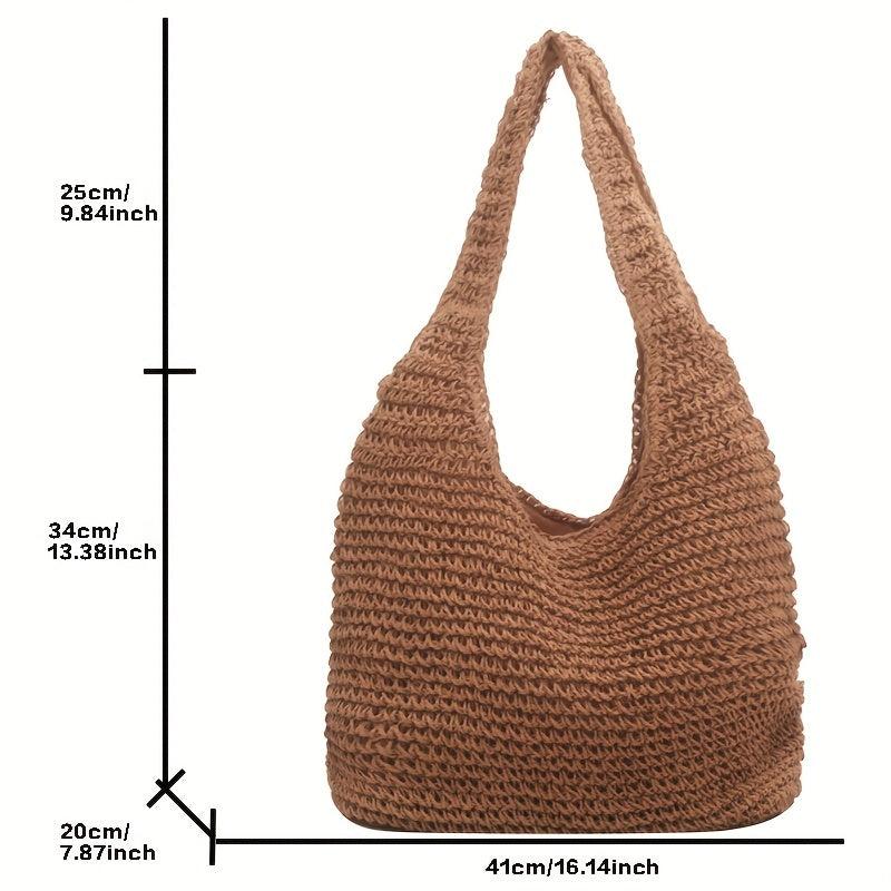 Straw Beach Bag Large Capacity Boho Style Tote Bag