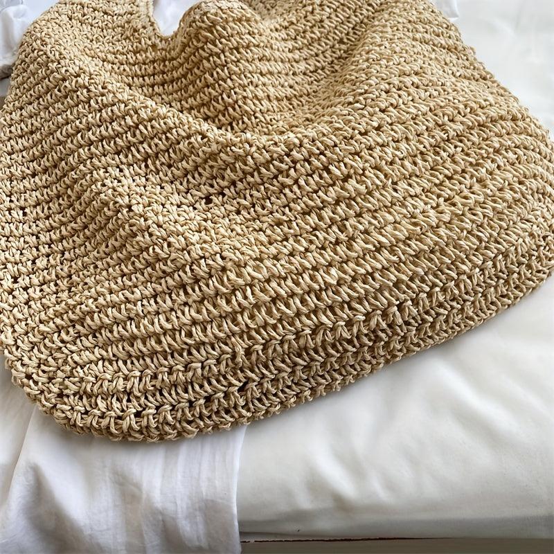 Straw Beach Bag Large Capacity Boho Style Tote Bag