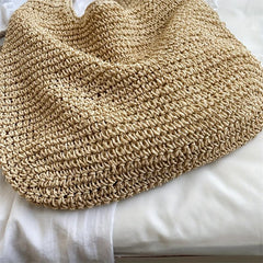 Straw Beach Bag Large Capacity Boho Style Tote Bag