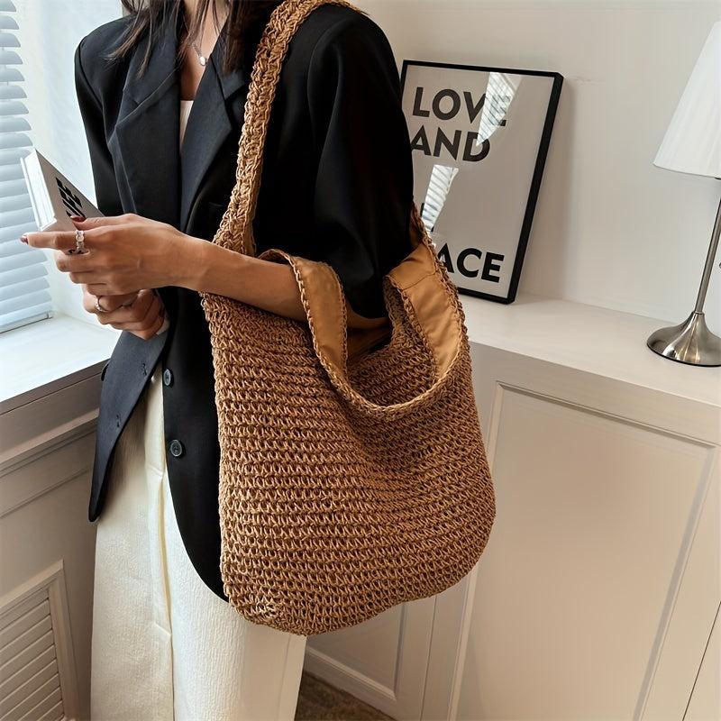 Straw Beach Bag Large Capacity Boho Style Tote Bag