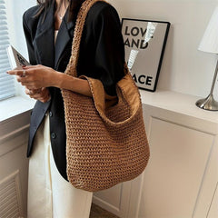 Straw Beach Bag Large Capacity Boho Style Tote Bag