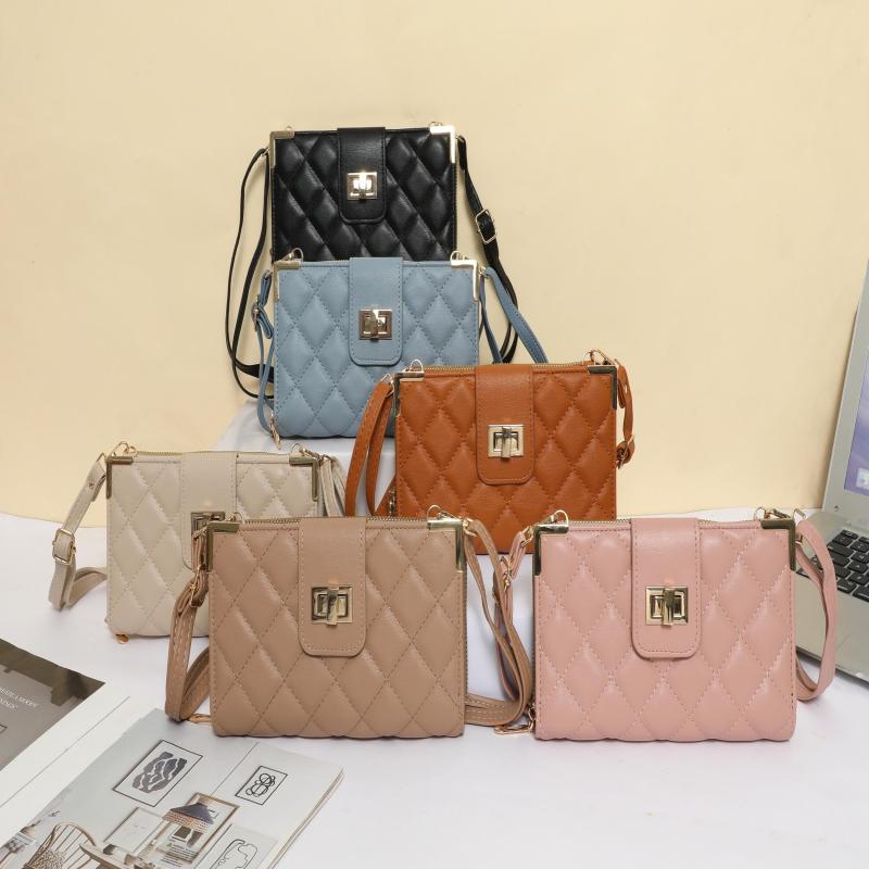 Solid Square Shoulder Bag Argyle Pattern Purse