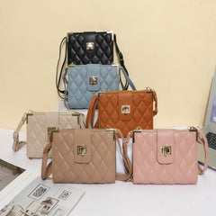 Solid Square Shoulder Bag Argyle Pattern Purse