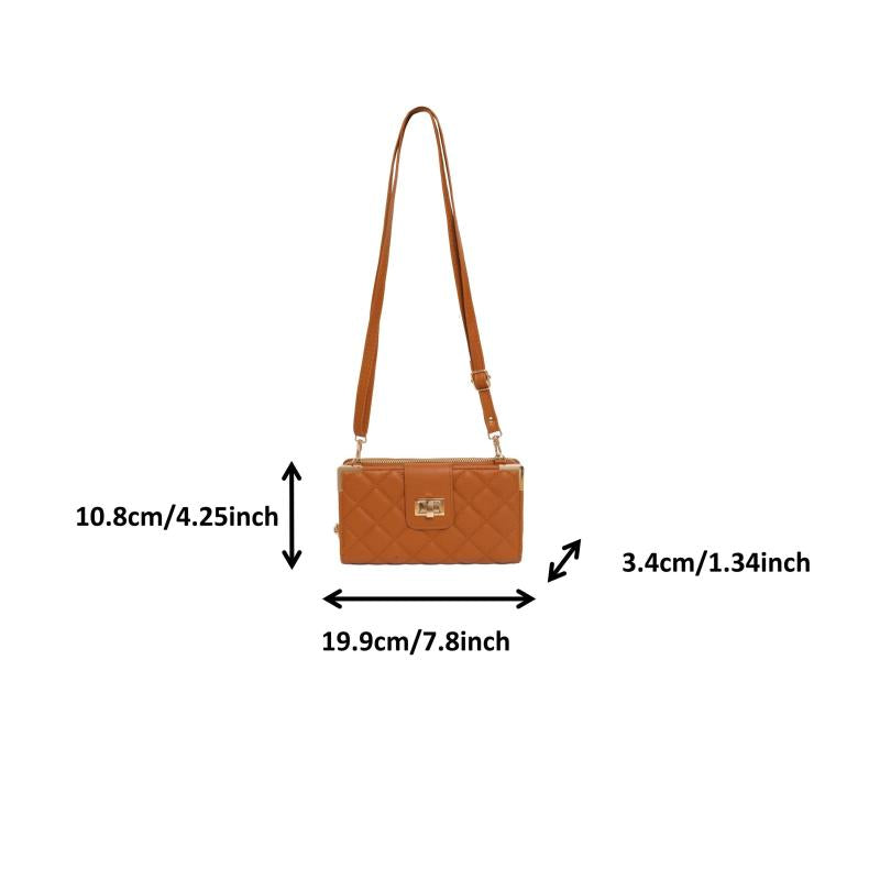 Solid Square Shoulder Bag Argyle Pattern Purse
