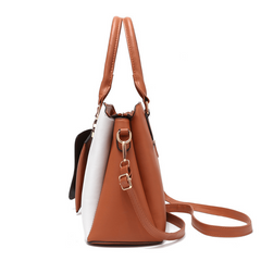 Vintage Top Handle Tote Bag Contrast Satchel Women's Retro Shoulder Purse