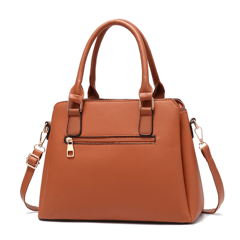 Vintage Top Handle Tote Bag Contrast Satchel Women's Retro Shoulder Purse