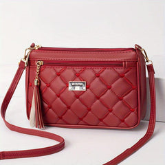 Quilted Crossbody Bag Stylish PU Shoulder Bag Women's Casual Handbag