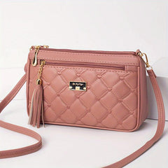 Quilted Crossbody Bag Stylish PU Shoulder Bag Women's Casual Handbag
