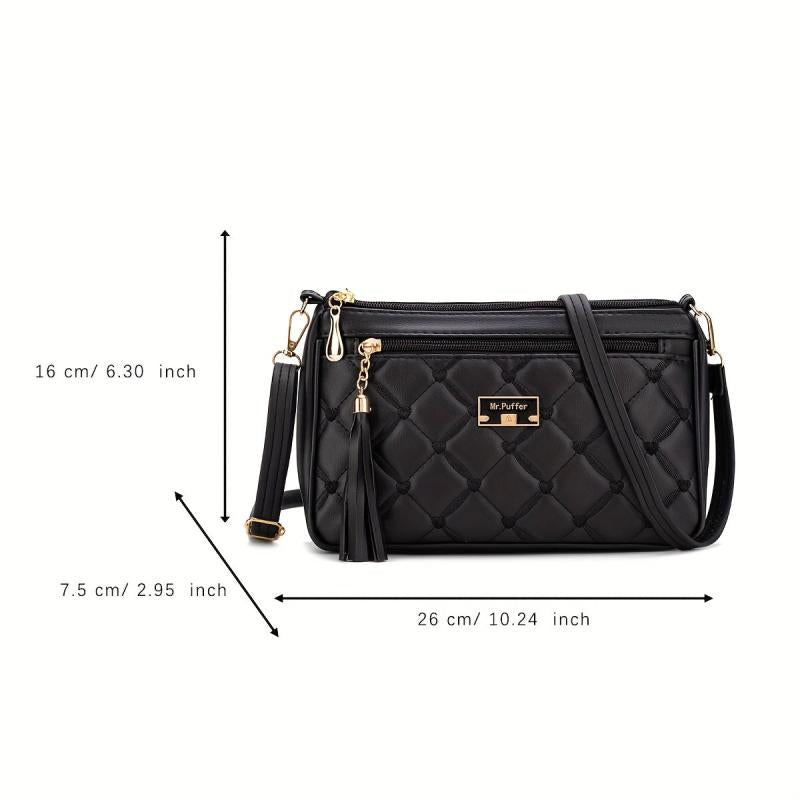 Quilted Crossbody Bag Stylish PU Shoulder Bag Women's Casual Handbag