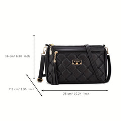 Quilted Crossbody Bag Stylish PU Shoulder Bag Women's Casual Handbag