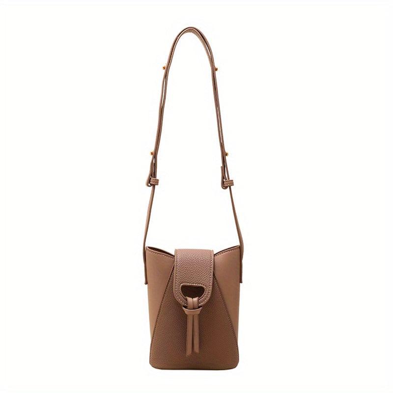 Mini Vintage Crossbody Bag Retro PU Shoulder Bucket Bag Women's Casual Handbag