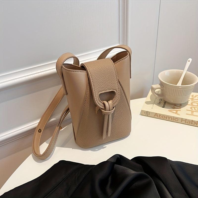 Mini Vintage Crossbody Bag Retro PU Shoulder Bucket Bag Women's Casual Handbag