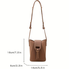 Mini Vintage Crossbody Bag Retro PU Shoulder Bucket Bag Women's Casual Handbag