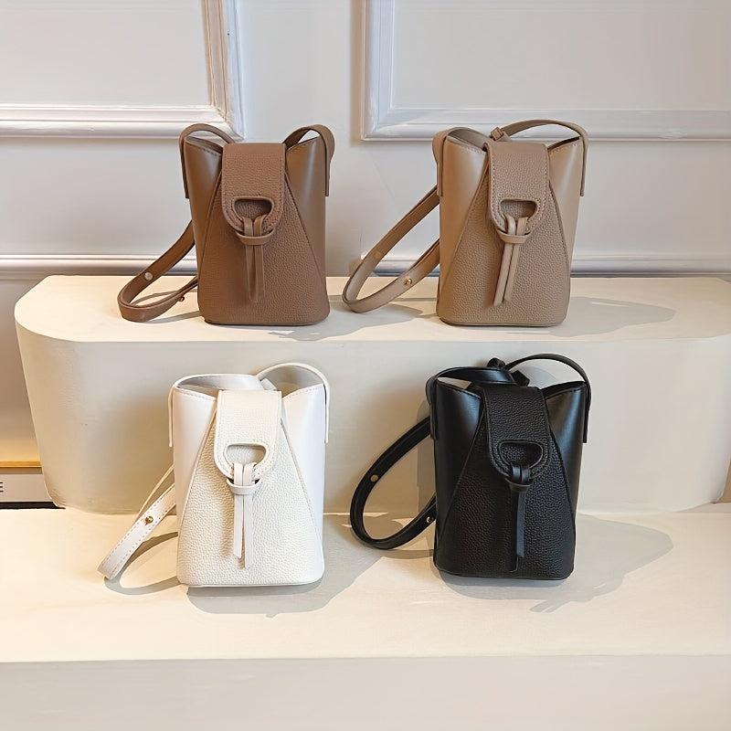 Mini Vintage Crossbody Bag Retro PU Shoulder Bucket Bag Women's Casual Handbag