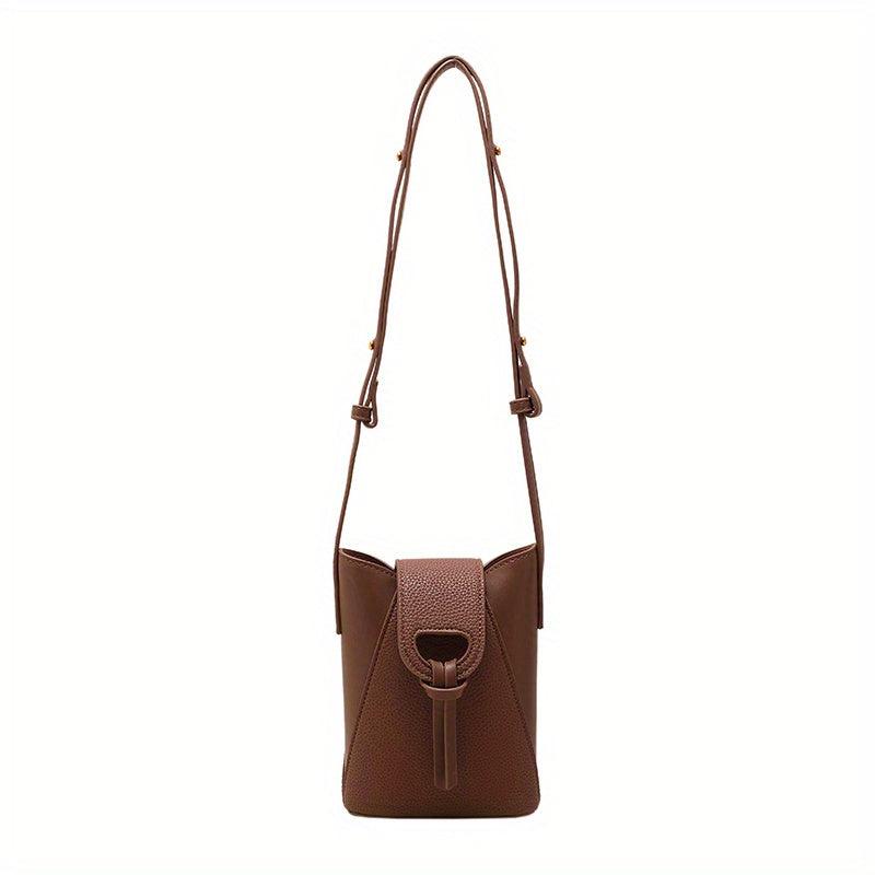 Mini Vintage Crossbody Bag Retro PU Shoulder Bucket Bag Women's Casual Handbag