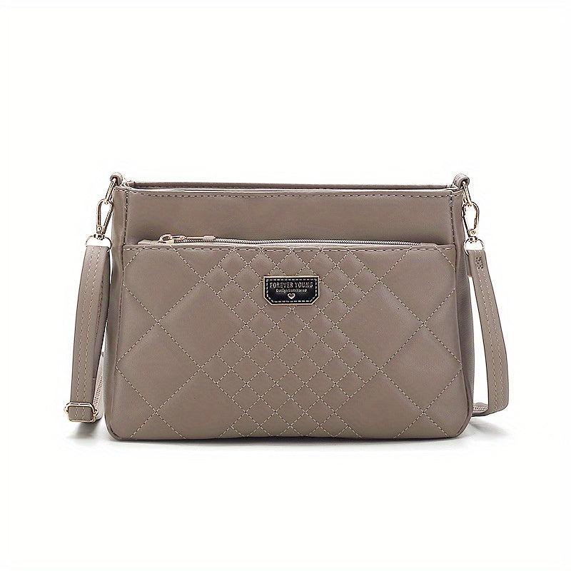 Quilted Crossbody Bag Vegan PU Shoulder Bag Women's Casual Handbag