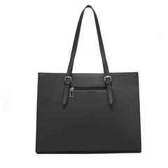 Large Capacity Laptop Tote Bag PU Leather Casual Commuter Bag