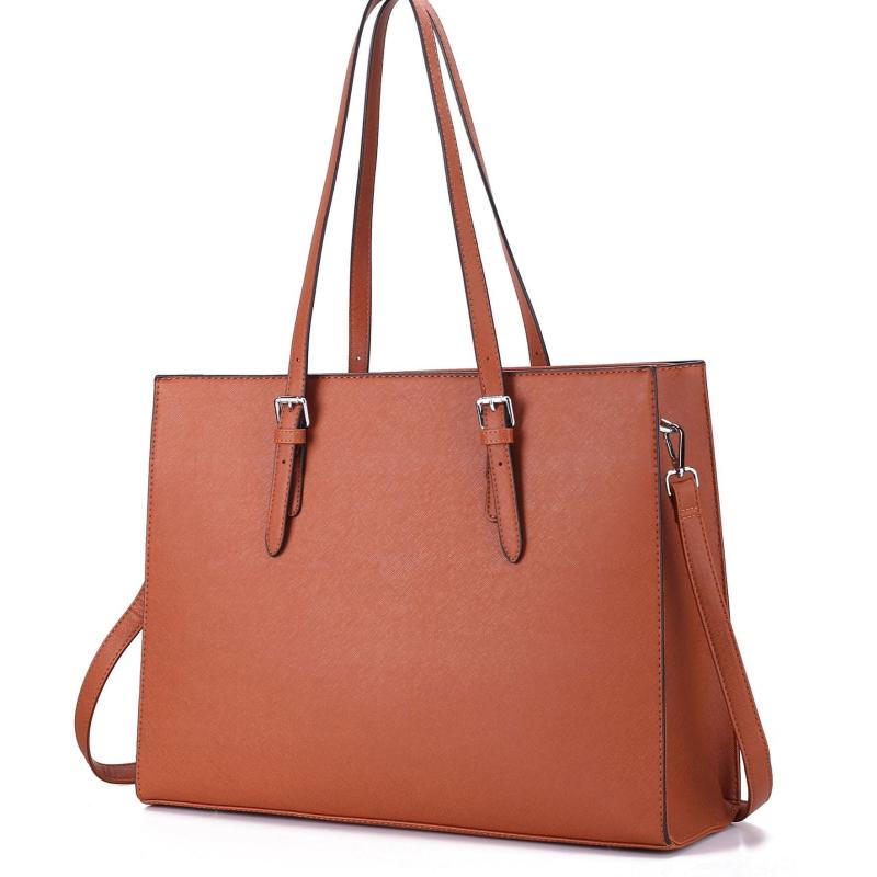 Large Capacity Laptop Tote Bag PU Leather Casual Commuter Bag