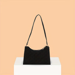 Rhombus Print Baguette Bag PU Leather Shoulder Purse Women's Handbag