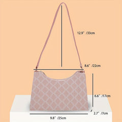 Rhombus Print Baguette Bag PU Leather Shoulder Purse Women's Handbag