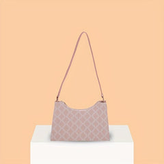 Rhombus Print Baguette Bag PU Leather Shoulder Purse Women's Handbag