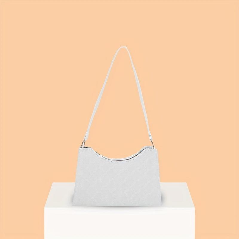 Rhombus Print Baguette Bag PU Leather Shoulder Purse Women's Handbag
