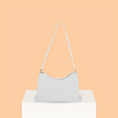 Rhombus Print Baguette Bag PU Leather Shoulder Purse Women's Handbag