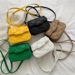 Geometric Embossed Flap Saddle Bag