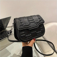Geometric Embossed Flap Saddle Bag