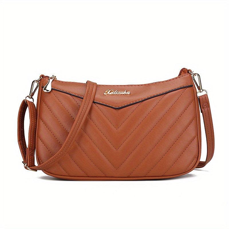 Quilted Crossbody Bag Stylish PU Shoulder Bag Women's Casual Handbag