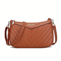 Quilted Crossbody Bag Stylish PU Shoulder Bag Women's Casual Handbag