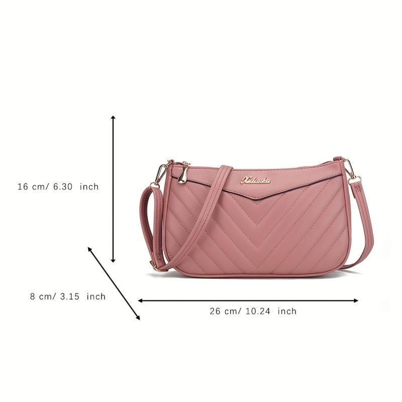 Quilted Crossbody Bag Stylish PU Shoulder Bag Women's Casual Handbag