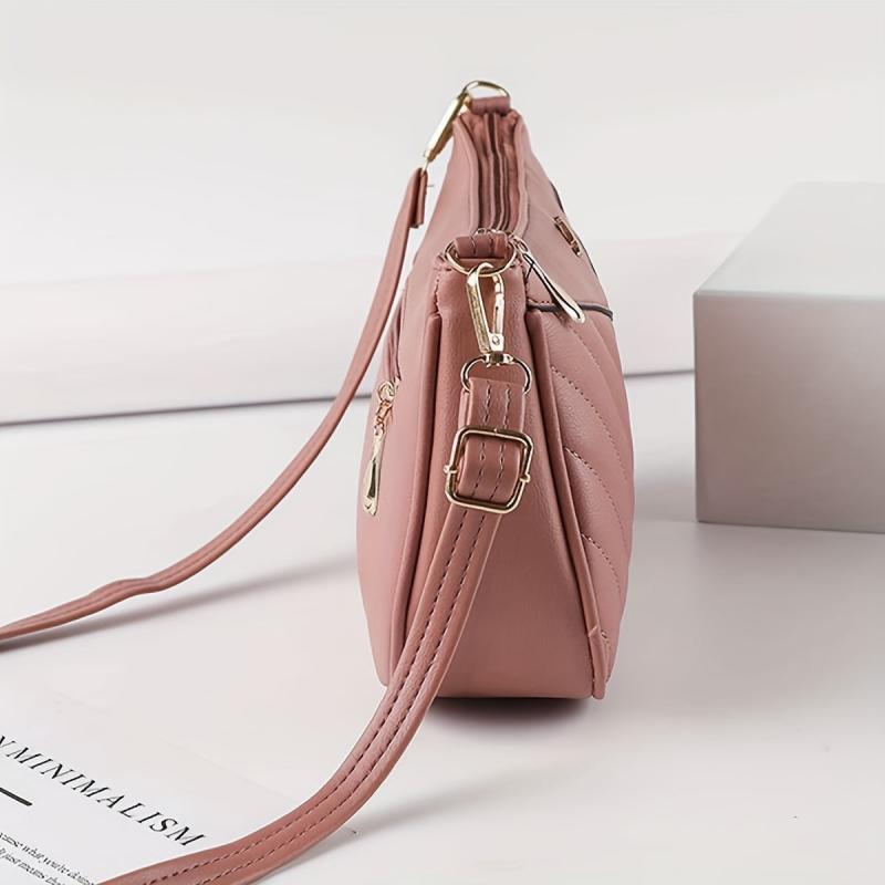 Quilted Crossbody Bag Stylish PU Shoulder Bag Women's Casual Handbag