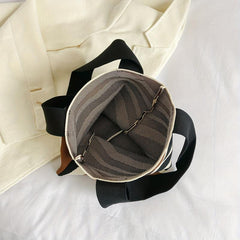 Striped Knitted Shoulder Bag Colorblock Tote Bag Crochet Bag