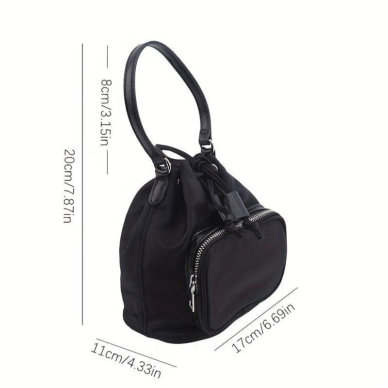 Vintage Canvas Bucket Bag Drawstring Crossbody Bag Casual Shoulder Bag Purse