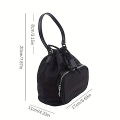 Vintage Canvas Bucket Bag Drawstring Crossbody Bag Casual Shoulder Bag Purse