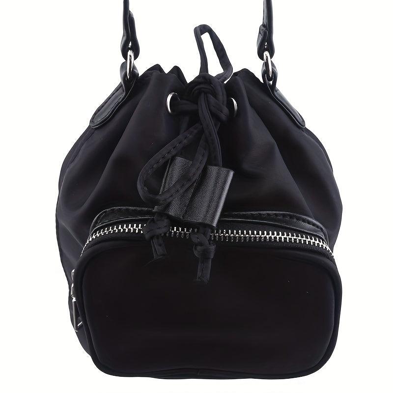 Vintage Canvas Bucket Bag Drawstring Crossbody Bag Casual Shoulder Bag Purse