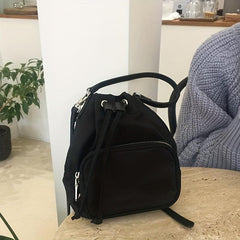 Vintage Canvas Bucket Bag Drawstring Crossbody Bag Casual Shoulder Bag Purse
