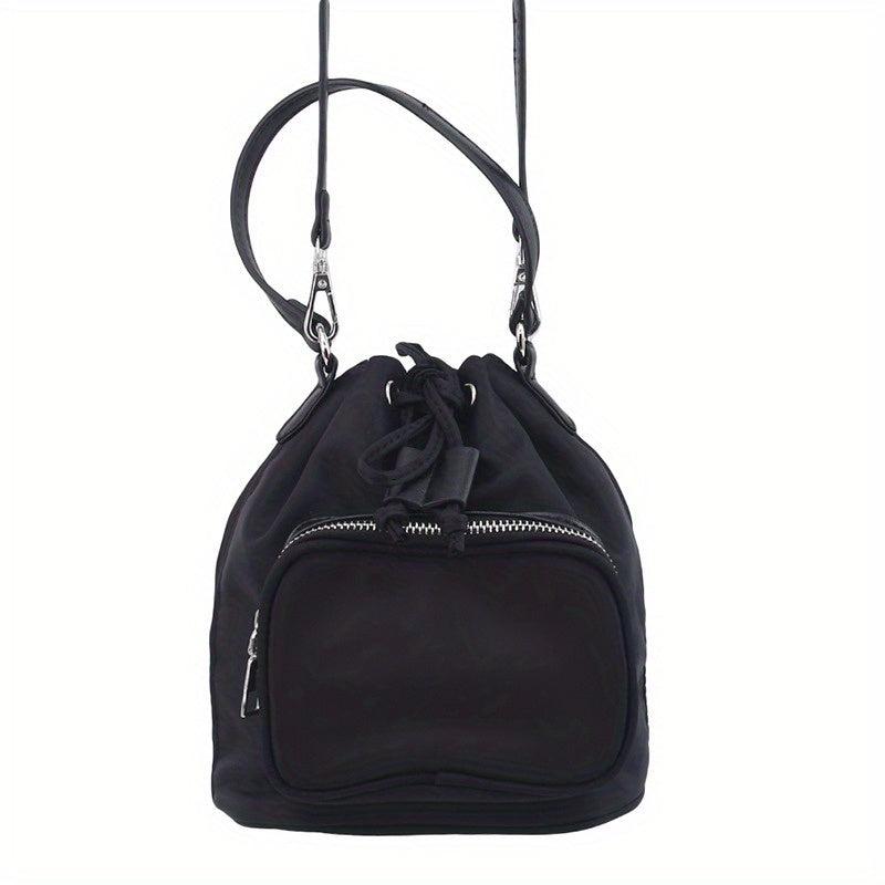 Vintage Canvas Bucket Bag Drawstring Crossbody Bag Casual Shoulder Bag Purse
