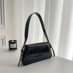 Metallic Flap Bag Glossy Shoulder Purse For Women