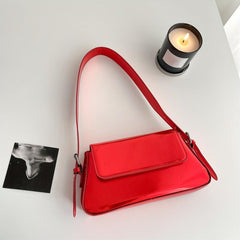 Metallic Flap Bag Glossy Shoulder Purse For Women