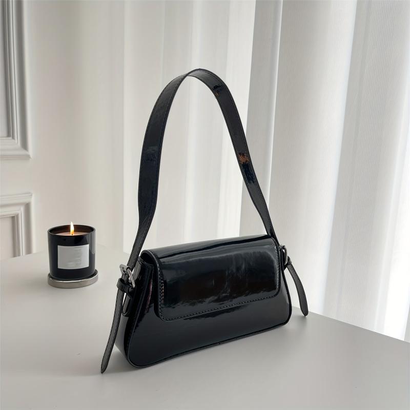 Metallic Flap Bag Glossy Shoulder Purse For Women
