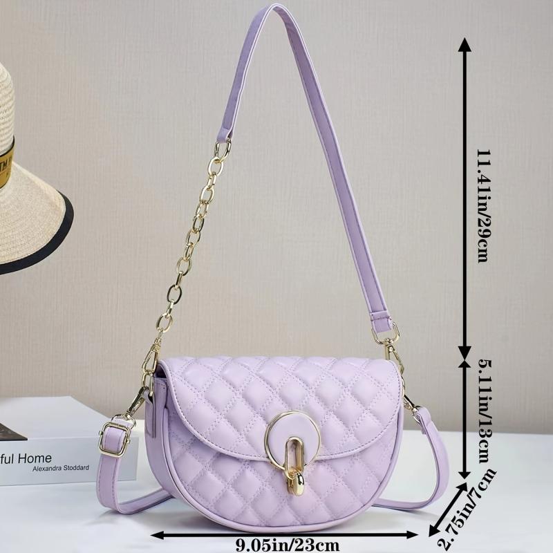 Quilted Crossbody Bag PU Leather Shoulder Bag Women's Handbag