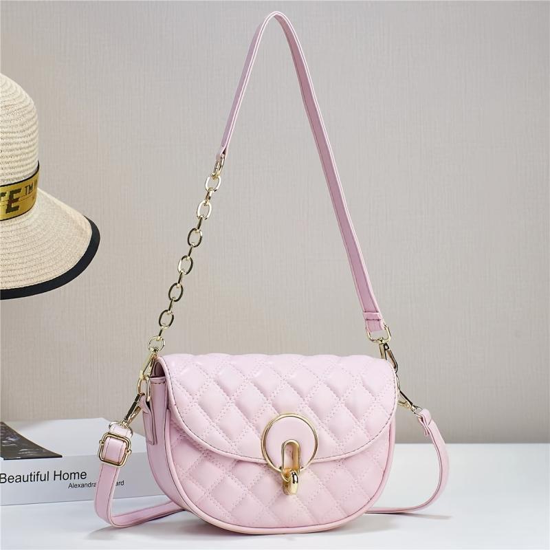 Quilted Crossbody Bag PU Leather Shoulder Bag Women's Handbag