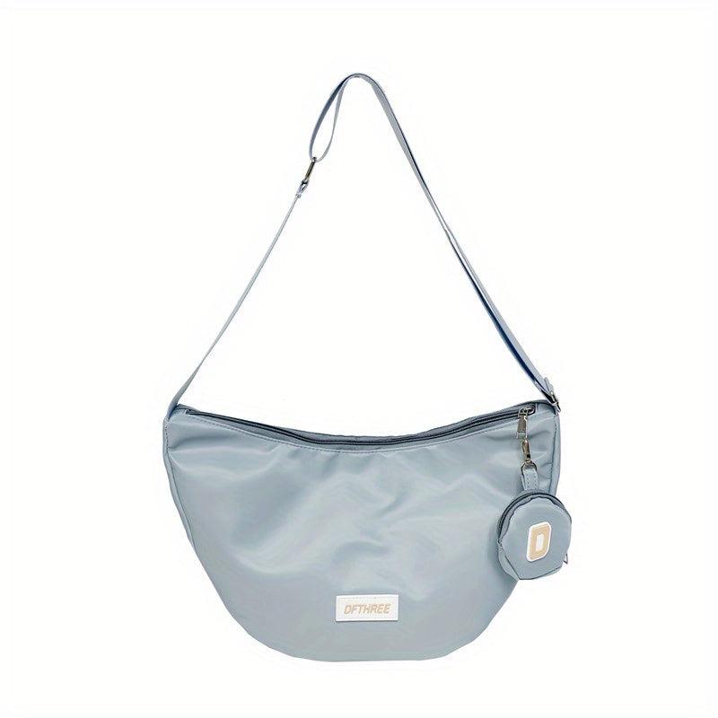 Minimalist Casual Shoulder Bag Nylon Solid Zipper Crossbody Bag