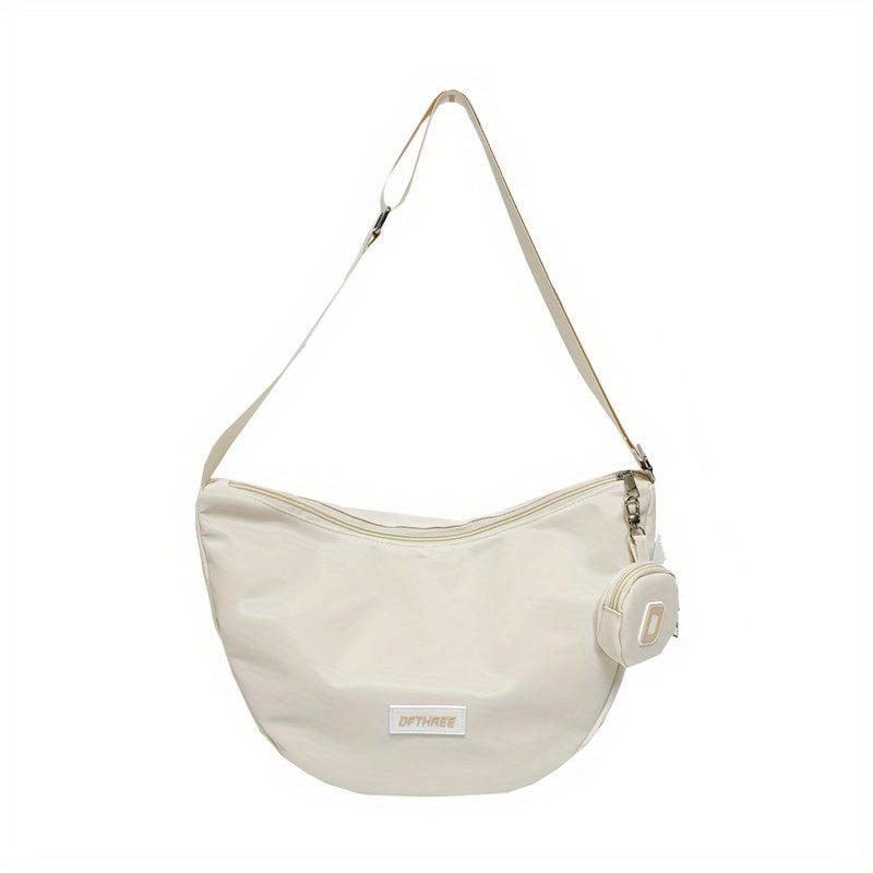 Minimalist Casual Shoulder Bag Nylon Solid Zipper Crossbody Bag