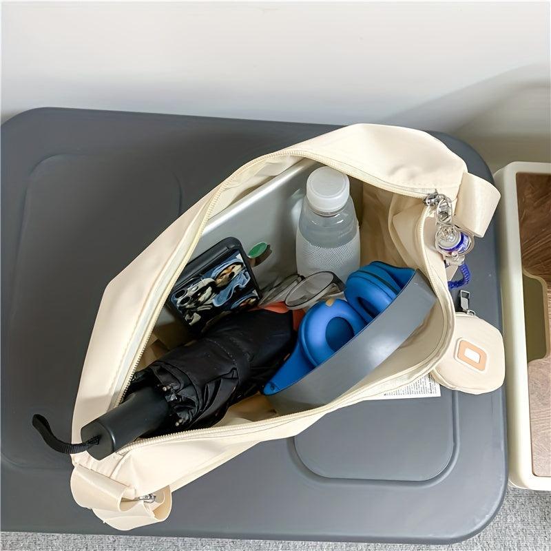 Minimalist Casual Shoulder Bag Nylon Solid Zipper Crossbody Bag