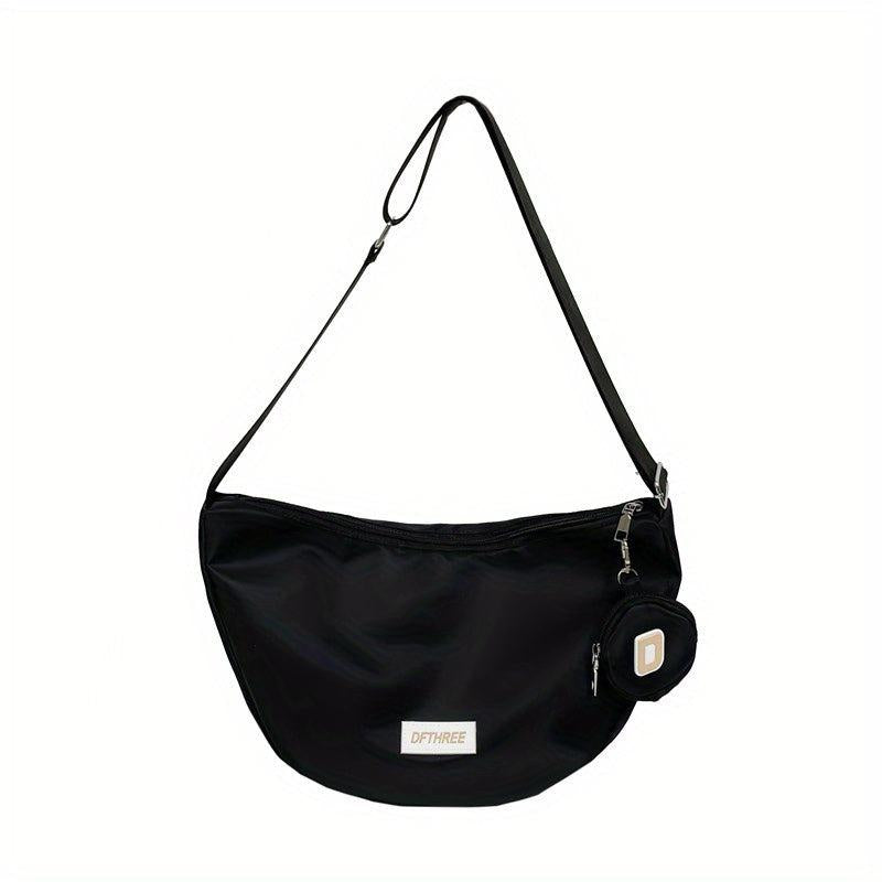 Minimalist Casual Shoulder Bag Nylon Solid Zipper Crossbody Bag