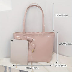 Bowknot Decor Solid Handbag All Match Shoulder Bag