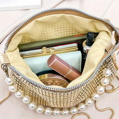 Rhinestone Decor Handbag Glitter Shoulder Bag